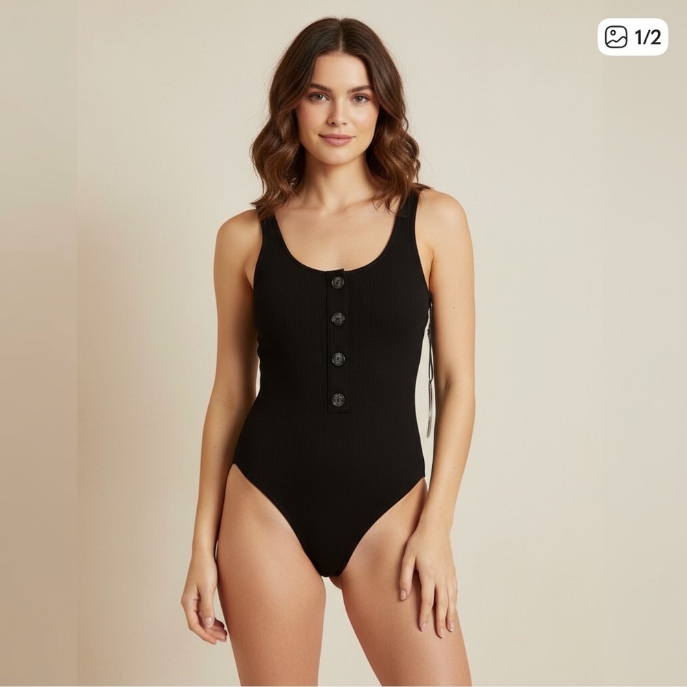 🌼😎001 BDYST: Splash black bodysuit size S